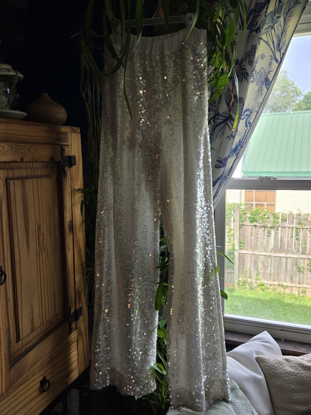 Ted Baker Opalan Silver Sequin Wide-Leg Pants